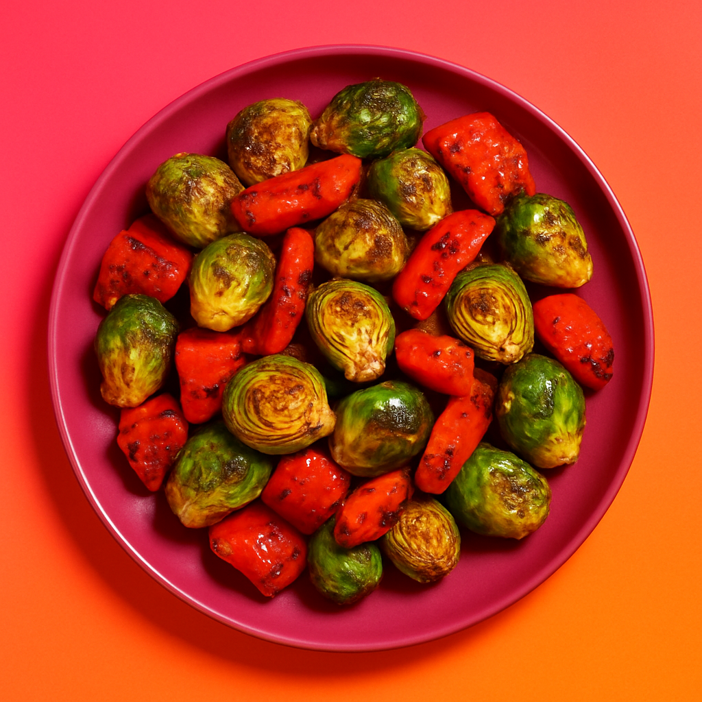Spiced Roasted Bell Pepper & Brussels Sprouts Bites